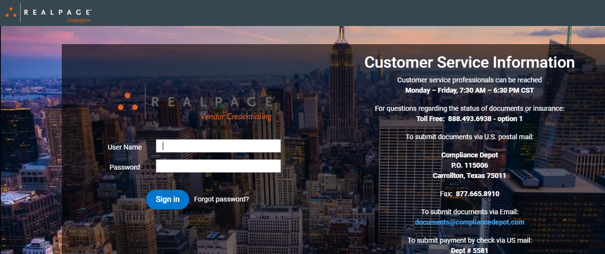 Compliance Depot Vendor Login