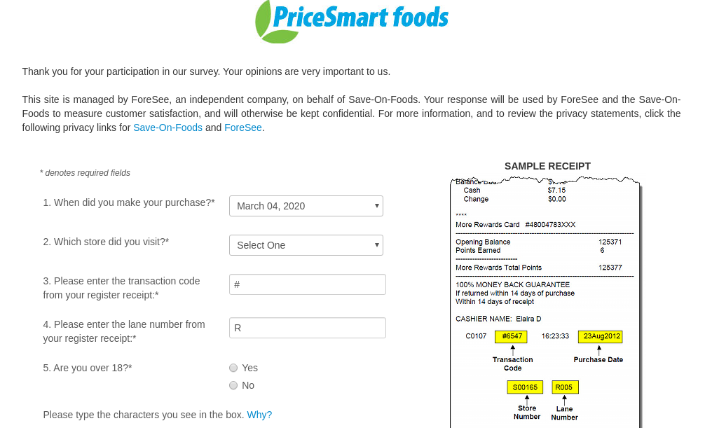 Price Smart Foods Survey