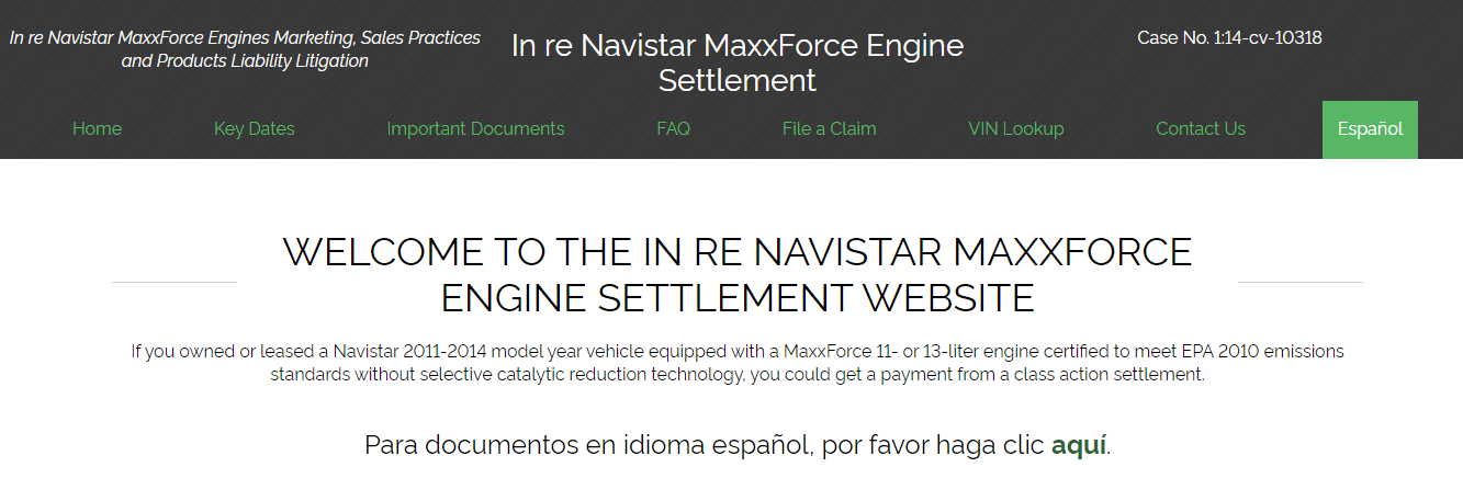 Navistar MaxxForce Engine lawsuit