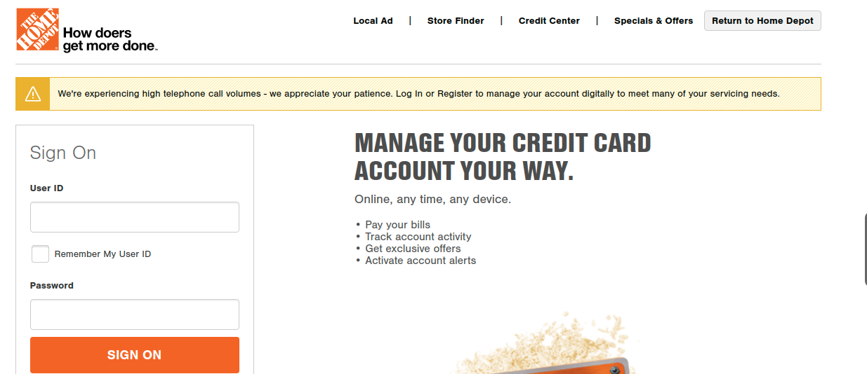 Home Depot Credit Card Log In