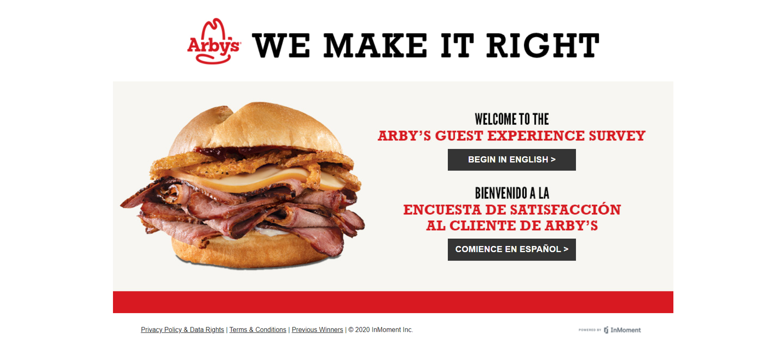 Arbys Customer Experience survey