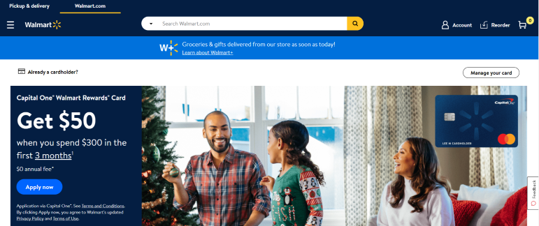 Walmart credit card account