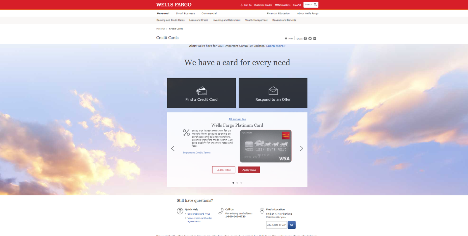 wells Fargo credit Card Sign in