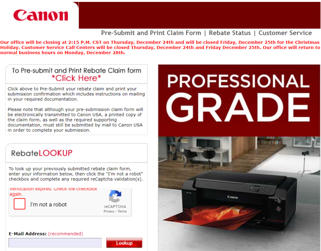 Canon customer service