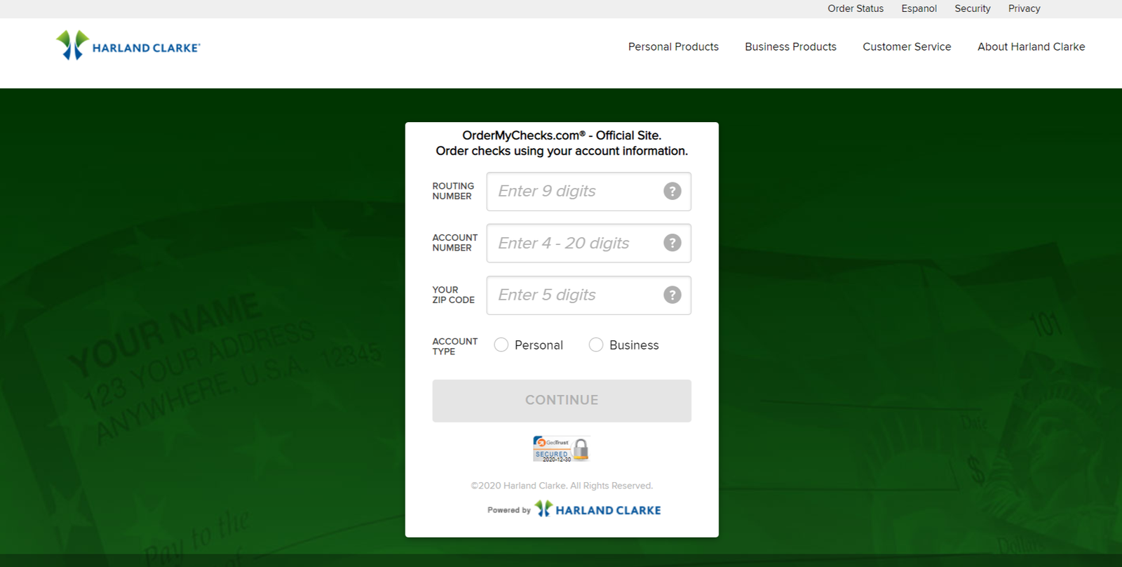 harland clarke check order